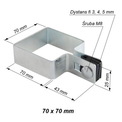 obejma kwadratowa koncowa panelowa ocynk 70x70 mm