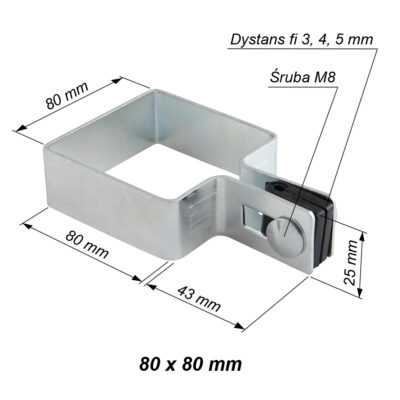 obejma kwadratowa koncowa panelowa ocynk 80x80 mm