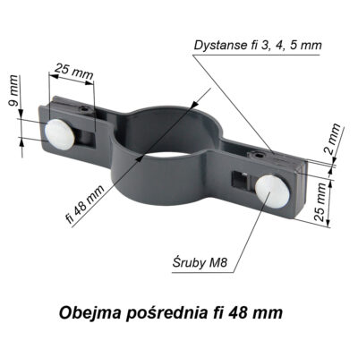 obejma pośrednia okragla grafit48mm