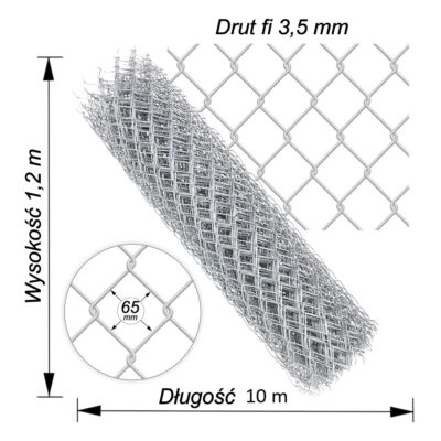 siatka ocynk drut3,5mm wys1,2m dł 10m