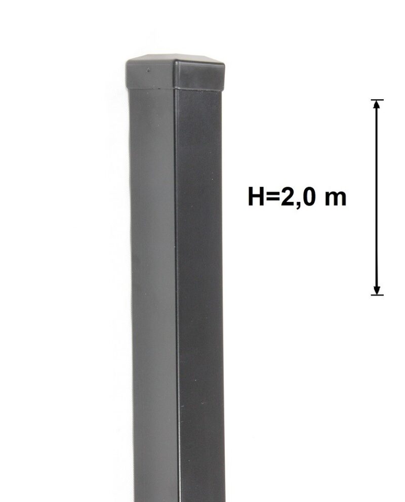 Słupek Ogrodzeniowy 60x60 mm Ocynk+Kolor H- 2,0 m
