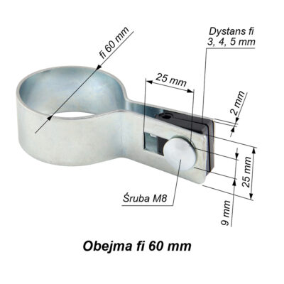 obejma panelowa okrągła ocynk komplet60mm