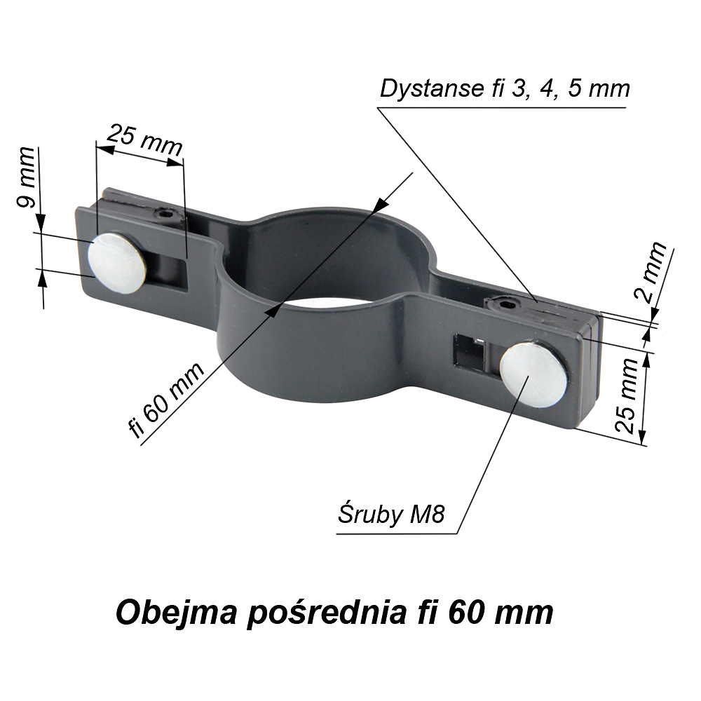 obejma pośrednia okragla grafit60mm