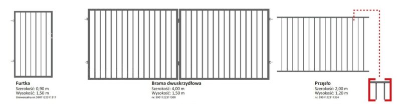 Brama Ogrodzeniowa Skrzydłowa Nowoczesna Typ BAKU H 1,50 m