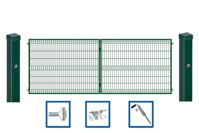 Brama Ogrodzeniowa Skrzydłowa Panelowa 3D Kolor Zielony Ral6005 H-1,50 m, Szer. 4,0 m. Komplet
