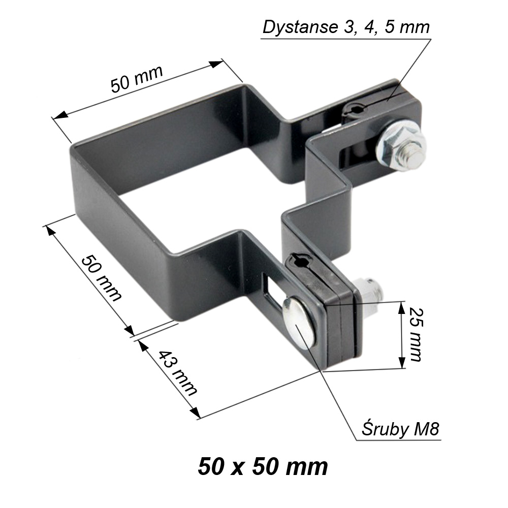 0bejma kwadratowa narożna 50x50 mm komplet grafitowa ral 7016 wymiary opis