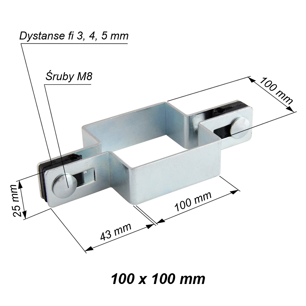 obejma kwadratowa posrednia 100x100 mm ocynk