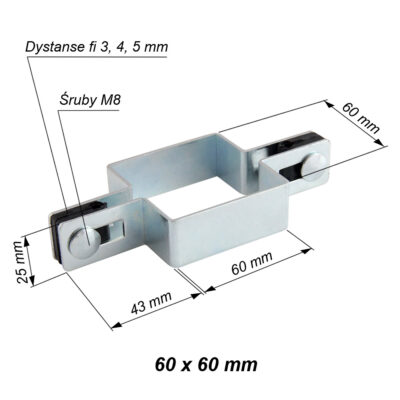 obejma kwadratowa posrednia 60x60 mm ocynk