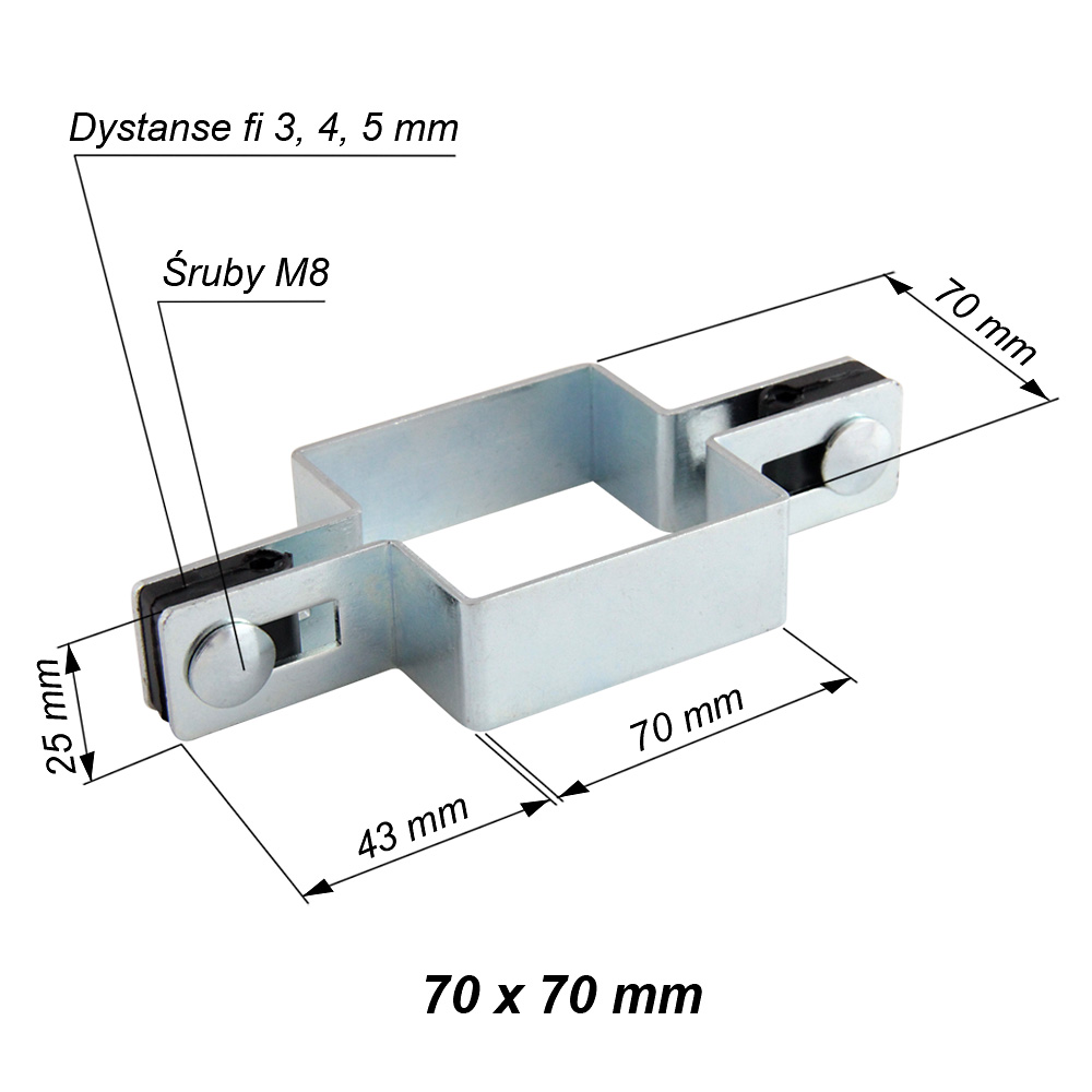 obejma kwadratowa posrednia 70x70 mm ocynk