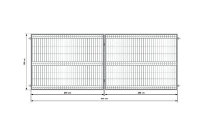 Brama Ogrodzeniowa Skrzydłowa Panelowa Ocynkowana 3D H-1,50 m x Szer. 4,0m