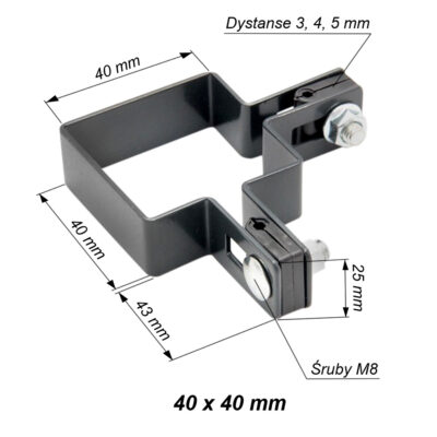 0bejma kwadratowa narożna 40x40 mm komplet grafitowa ral 7016 wymiary opis