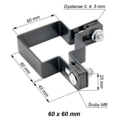 0bejma kwadratowa narożna 60x60 mm komplet grafitowa ral 7016 wymiary opis