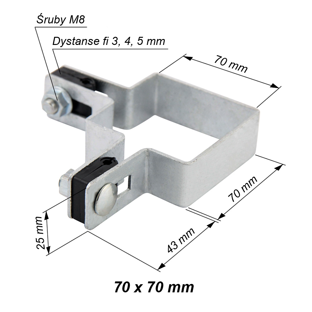 obejma kwadratowa narozna ocynkowana 70x70 mm