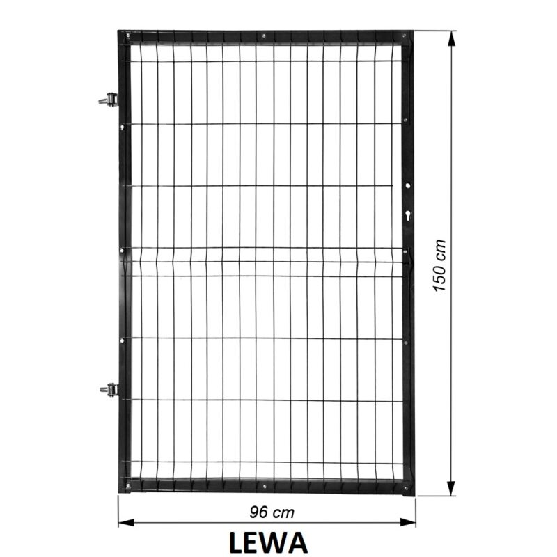 Furtk 3D H 1,5m Czarna ral 9005 Lewa wymiary opis