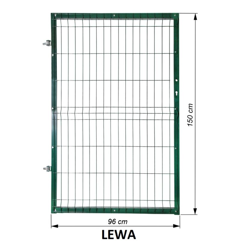 Furtka 3D H 1,5m Zielona ral 6005 Lewa wymiary opis