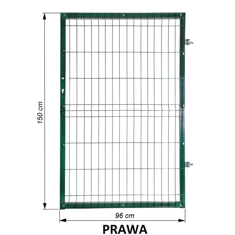 Furtka 3D H 1,5m Zielona ral 6005 Prawa wymiary opis