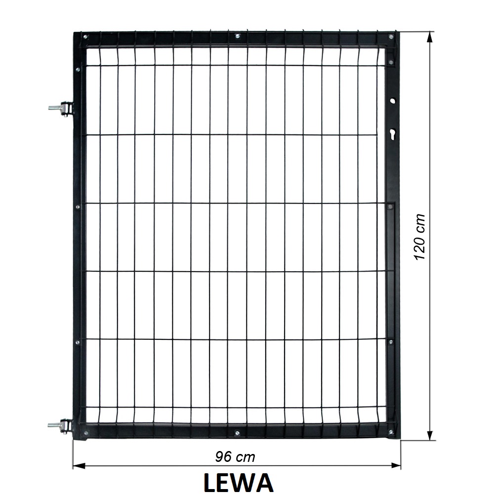 Furtka 3D H 1,2 m Czarna ral 9005 Lewa wymiary opia