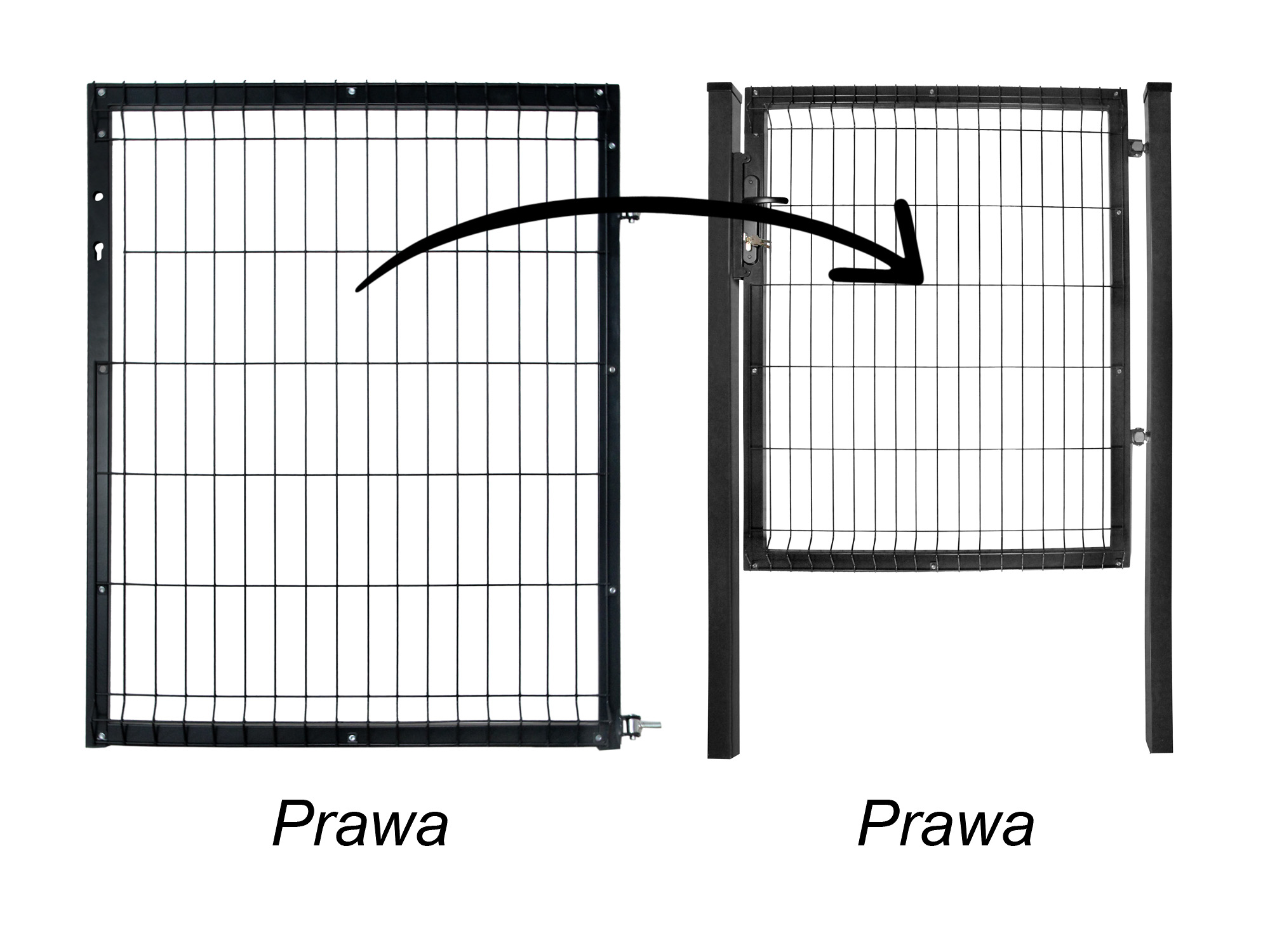 furtka 1,2 m czarna prawa
