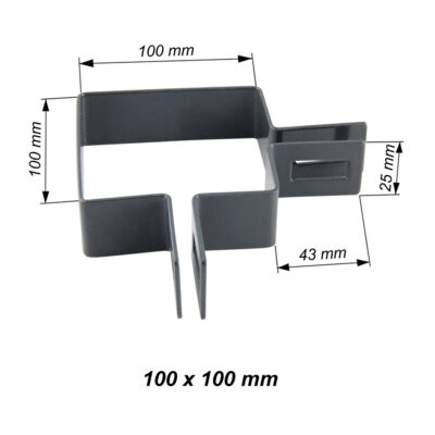 obejma kwadratowa narozna grafit ral 7016 100mm