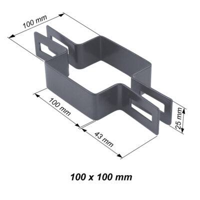 obejma kwadratowa pośrednia grafit ral 7016 100mm
