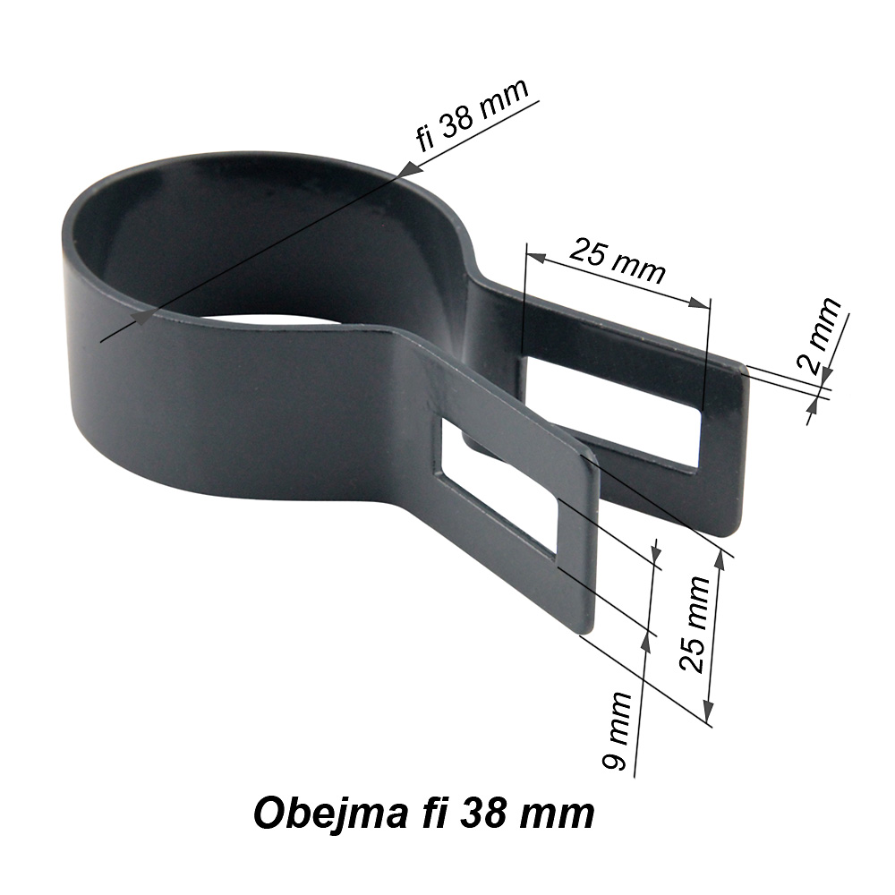obejma palowa okragla grafit, antracyt38mm