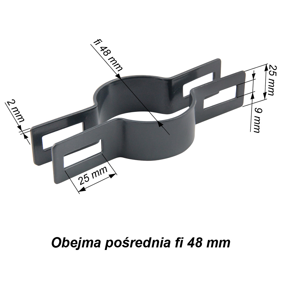 obejma panelowa okragla posrednia grafit48mm