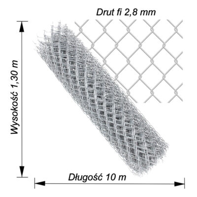 siatka ocynk drut2,8mm wys1,3m dł10m
