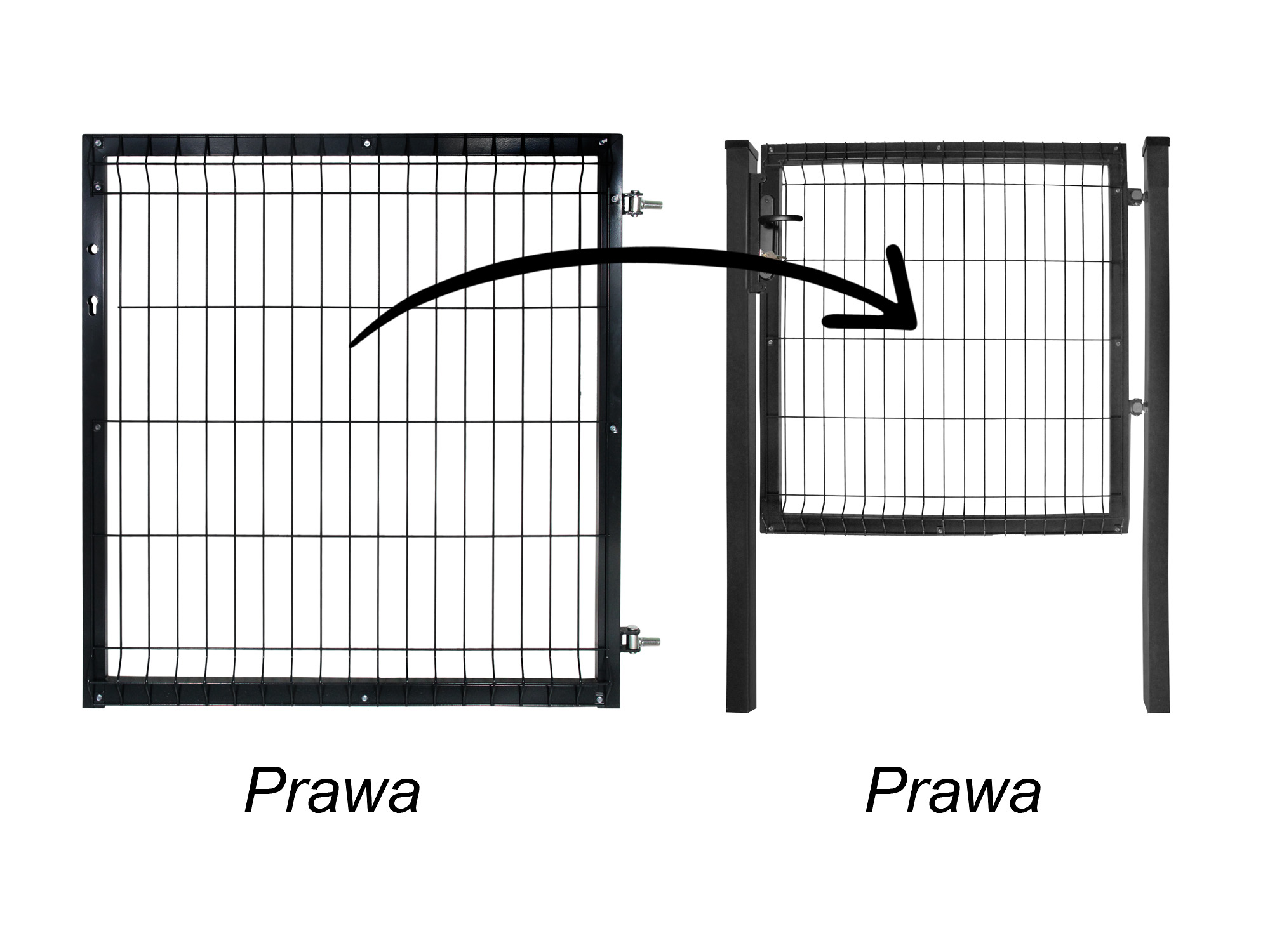furtka 1,03 m czarna prawa