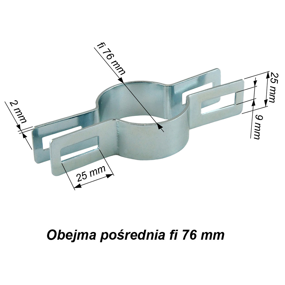 obejma panelowa okragla posrednia ocynkowana76mm
