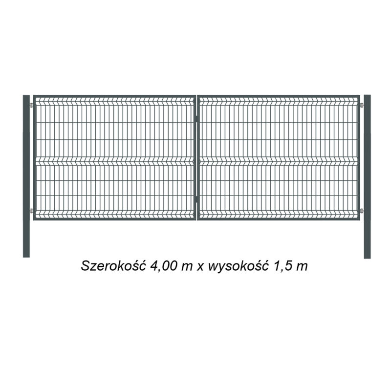 brama panelowa 3D wysokość 1,50 m x szerokość 4,00 m Grafit RAL 706 KOMPLET
