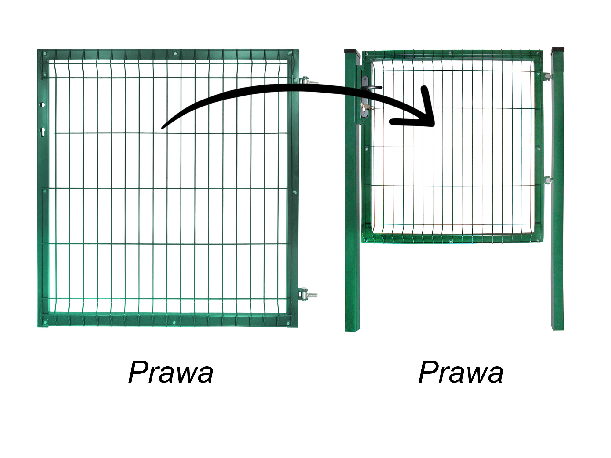 furtka 1,03 m zielona prawa