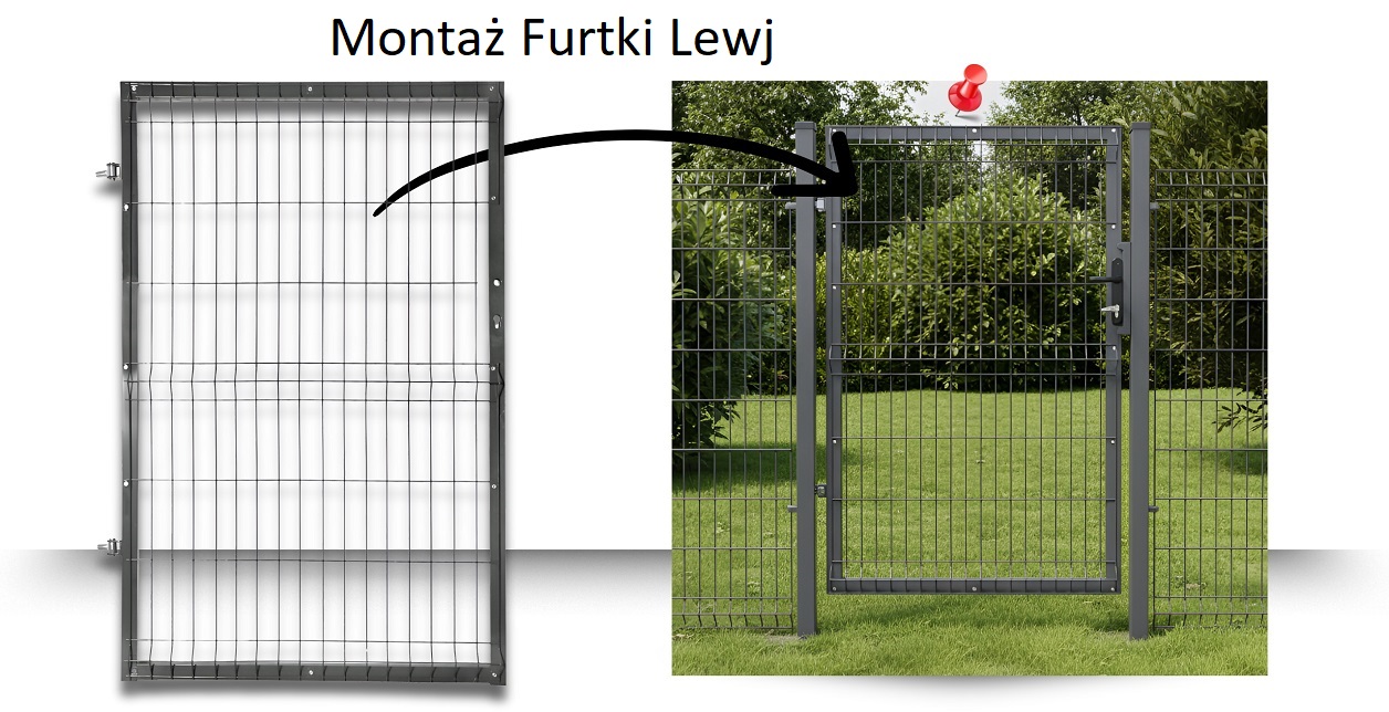 montaż furtki lewej opis