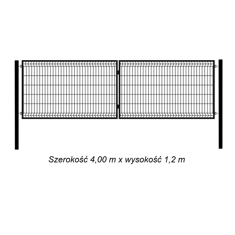 brama panelowa 3D Czana RAL 9005 Wysokość 1,20 m x Szerokosc 4,0 m KOMPLET