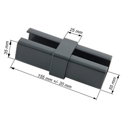 Łącznik Przedłużka Słupka 60x40 mm z Ogranicznikiem Grafit RAL 7016 tolerancja 20 mm