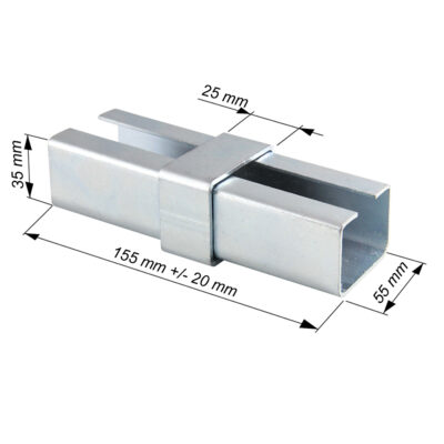 Łącznik Przedłużka Słupka 60x40 mm z Ogranicznikiem ocynkowany tolerancja 20 mm