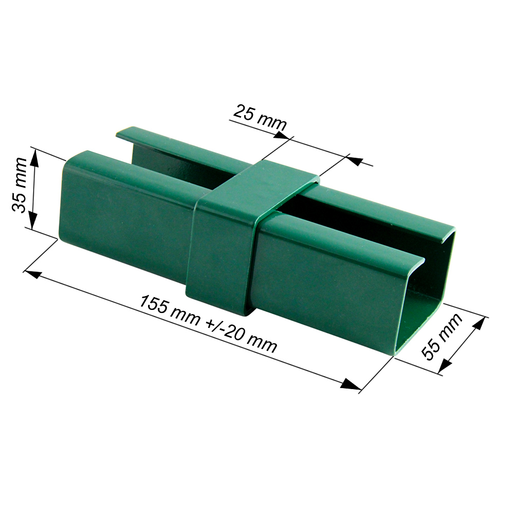 Łącznik Przedłużka Słupka 60x40 mm z Ogranicznikiem zielony RAL 6005 tolerancja 20 mm