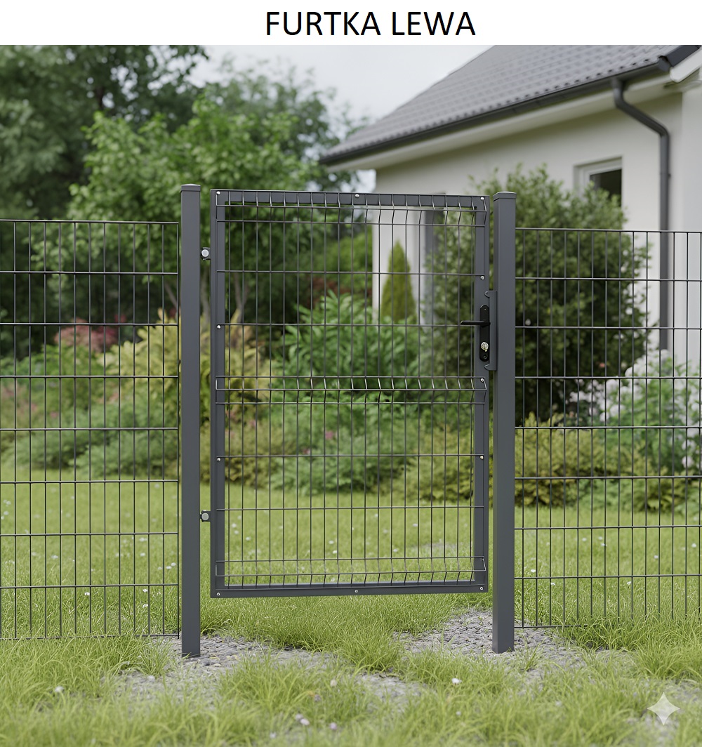 furtka panelowa 150 cm grafit lewa opis