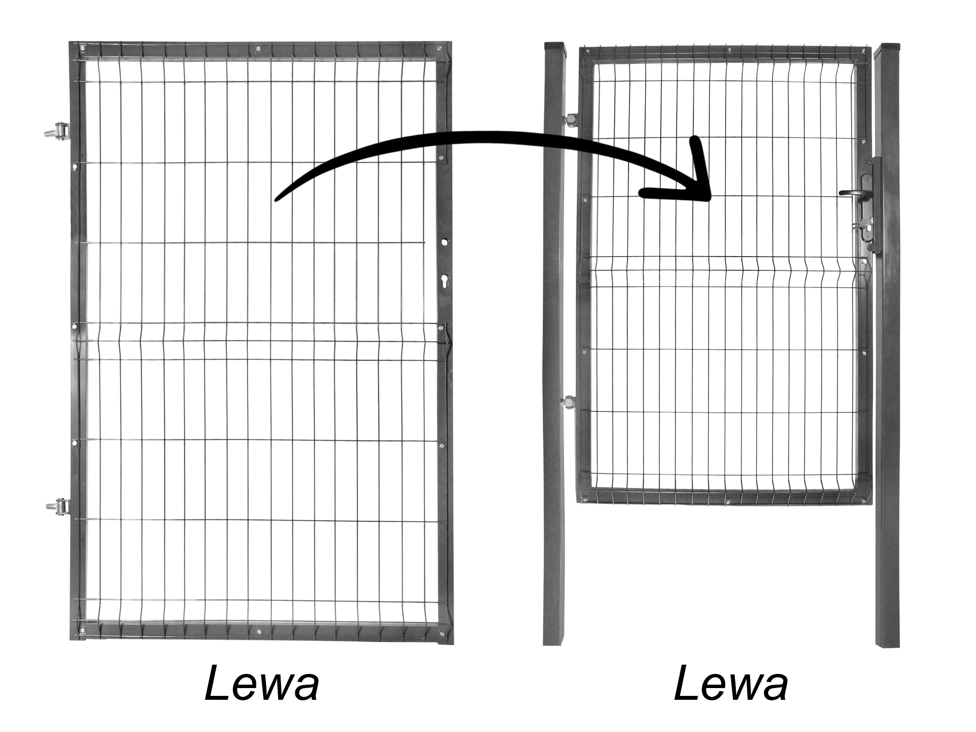 furtka rzydło 1,5 grafitowe lewa zbiorcze