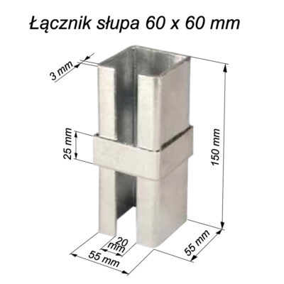 łącznik słupa kwadrat z ogranicznikiem ocynkowany wymiary